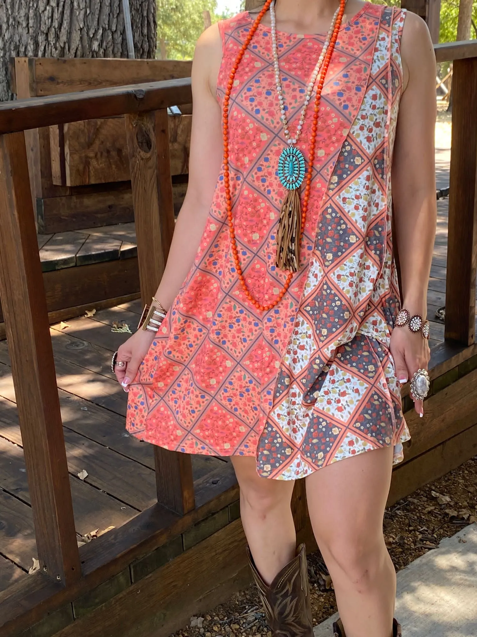 Orange Patchwork Dress