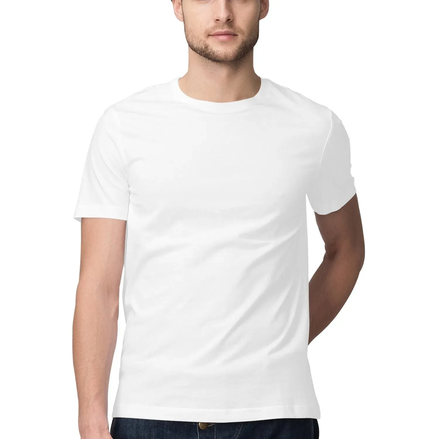 Plain Cotton T-Shirt for Men in Solid Colour