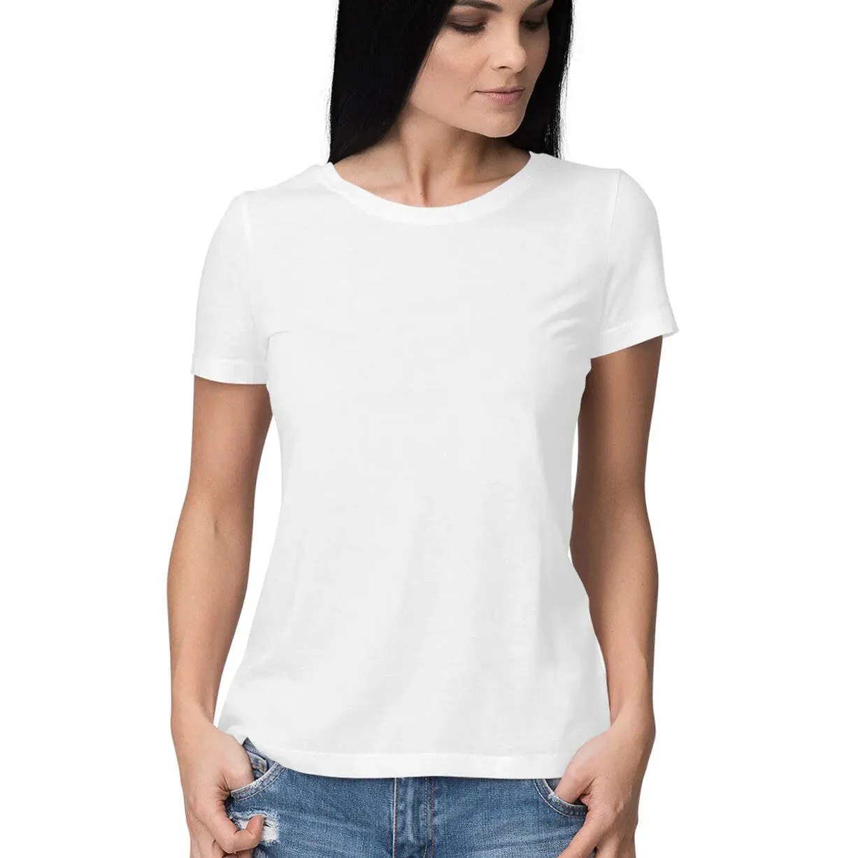 Plain Half Sleeve Cotton T-shirt for Women