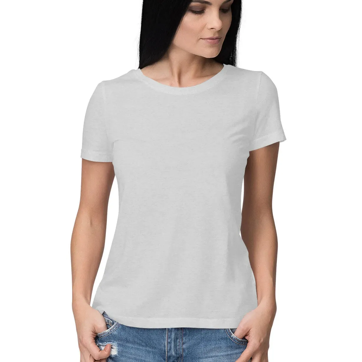 Plain Half Sleeve Cotton T-shirt for Women