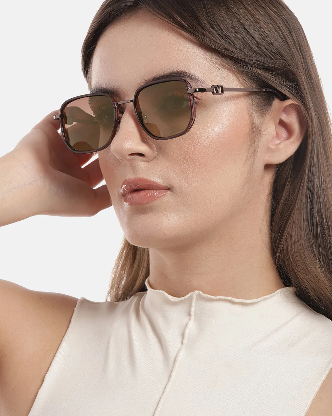 Premium Brown Toned with Polarised Lens Square Sunglass for women