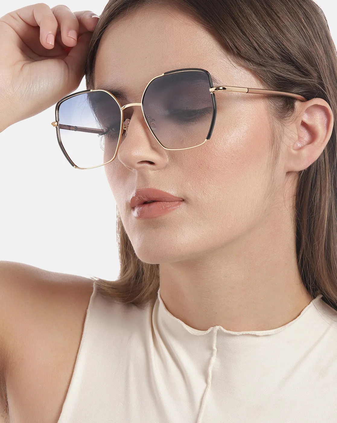 Premium Gold with Black Toned & Polarised Lens Oversized Sunglass for Women