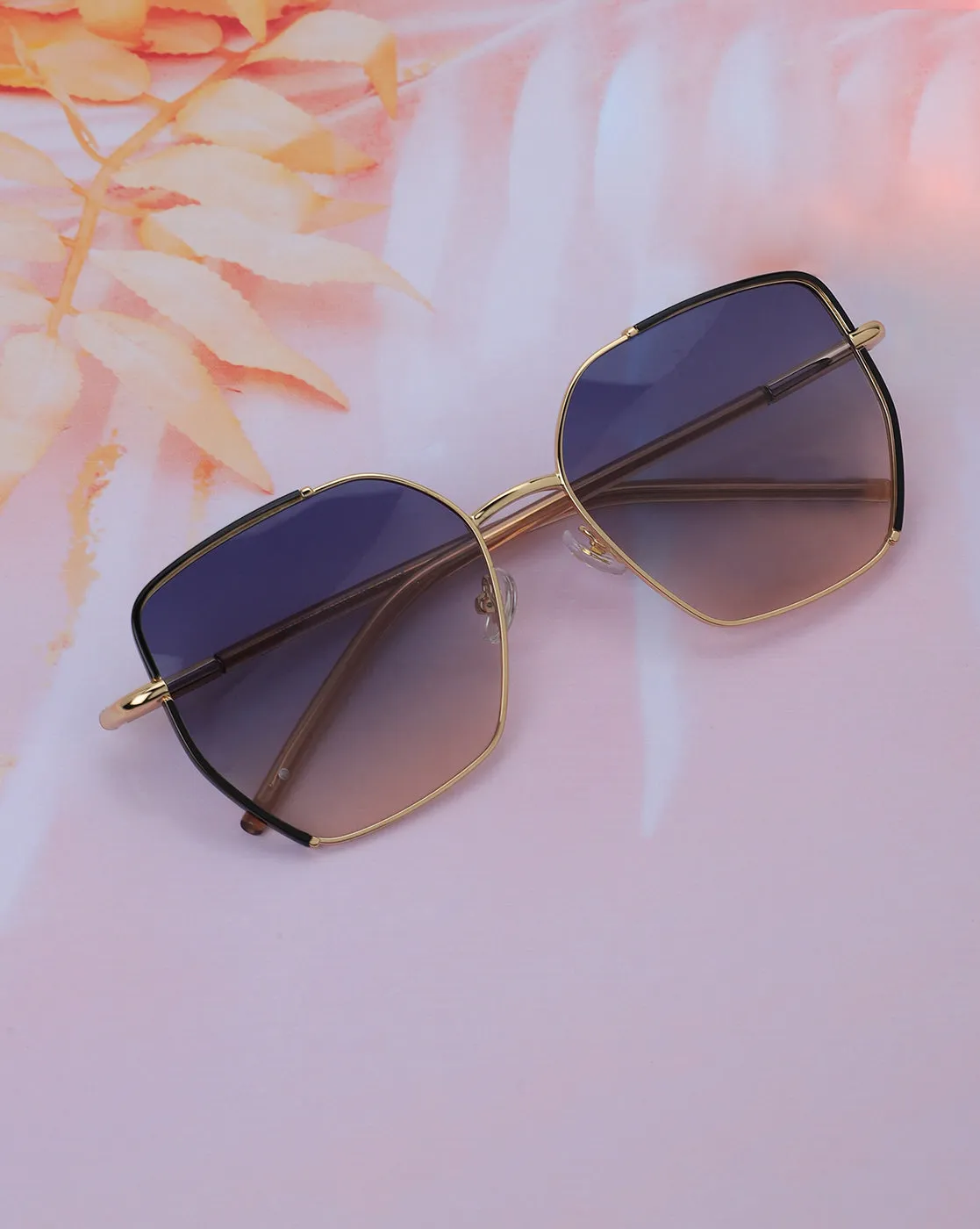 Premium Gold with Black Toned & Polarised Lens Oversized Sunglass for Women