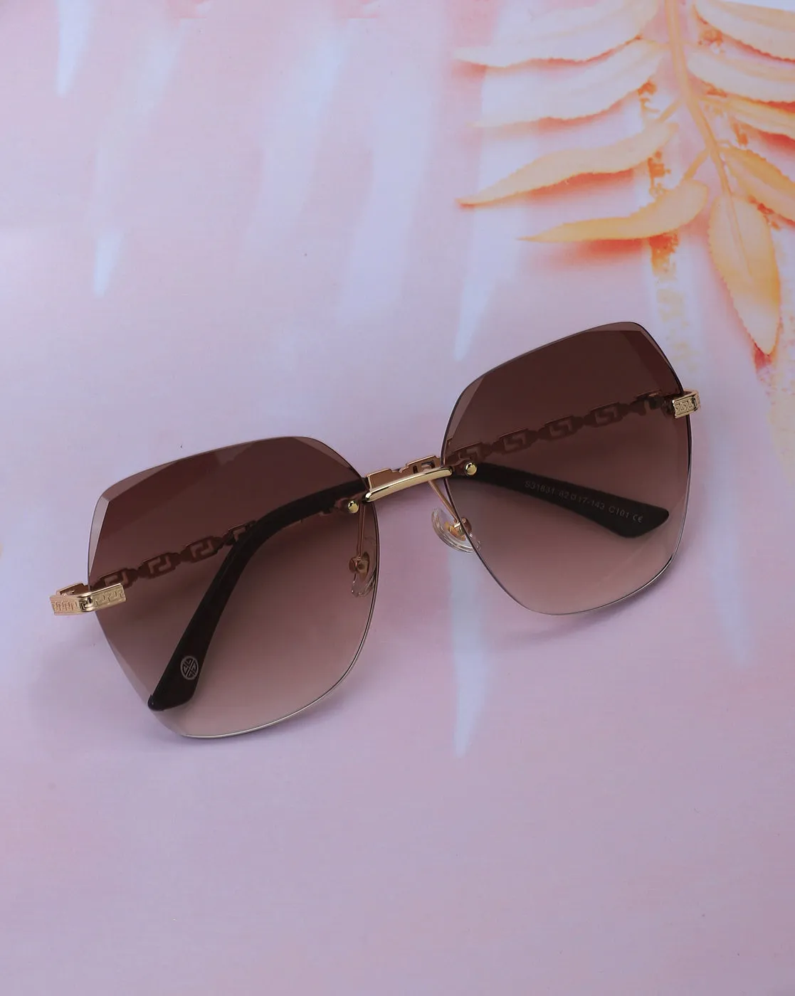 Premium Gold with Brown Toned & UV Protected Lens Oversized Sunglass for women