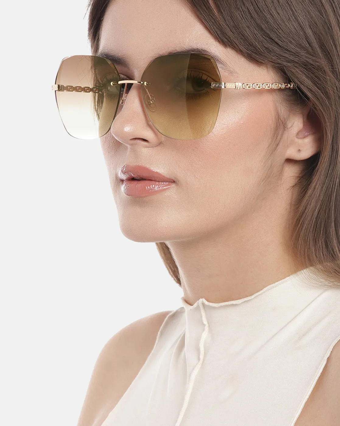 Premium Gold with Brown Toned & UV Protected Lens Oversized Sunglass for women