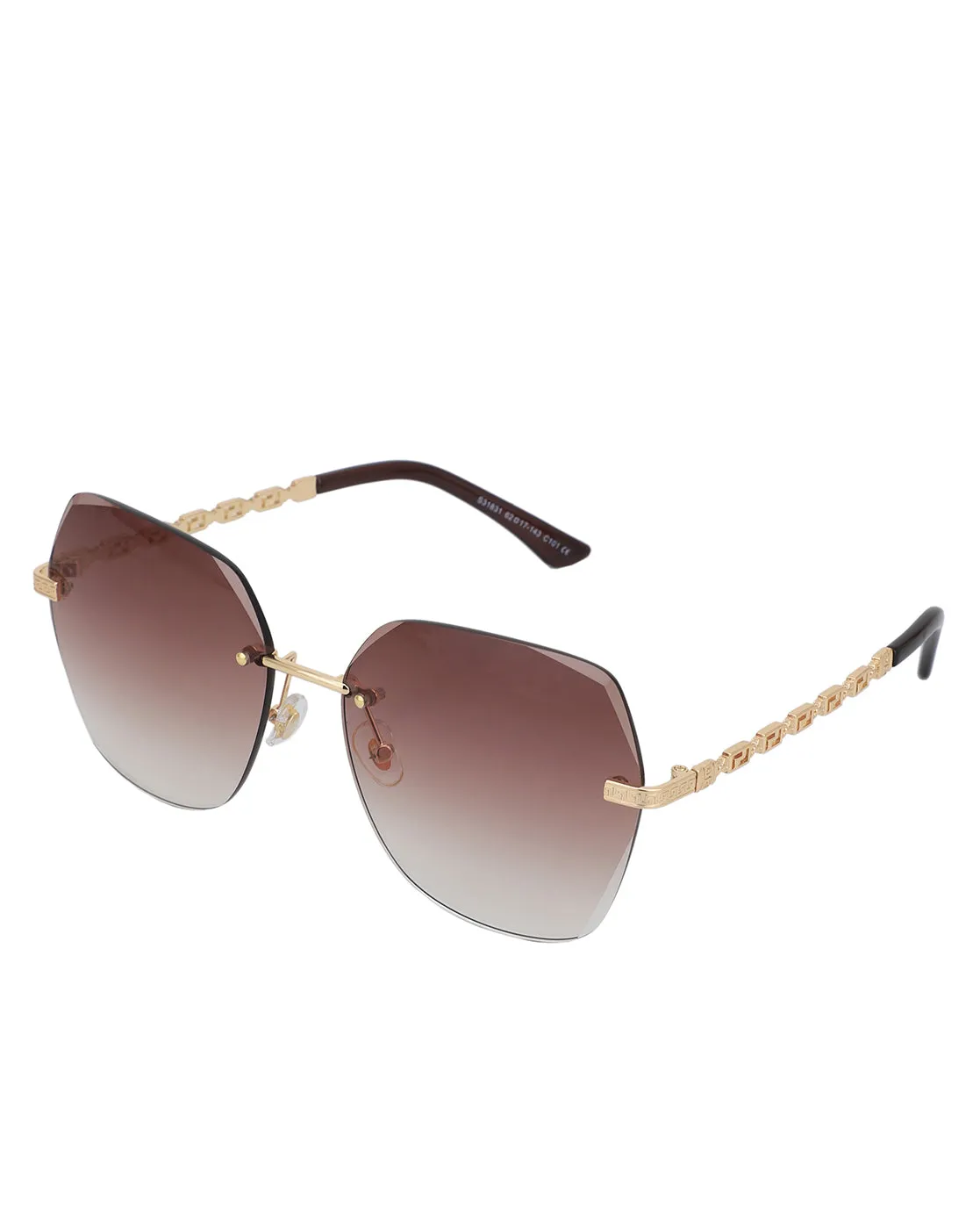 Premium Gold with Brown Toned & UV Protected Lens Oversized Sunglass for women