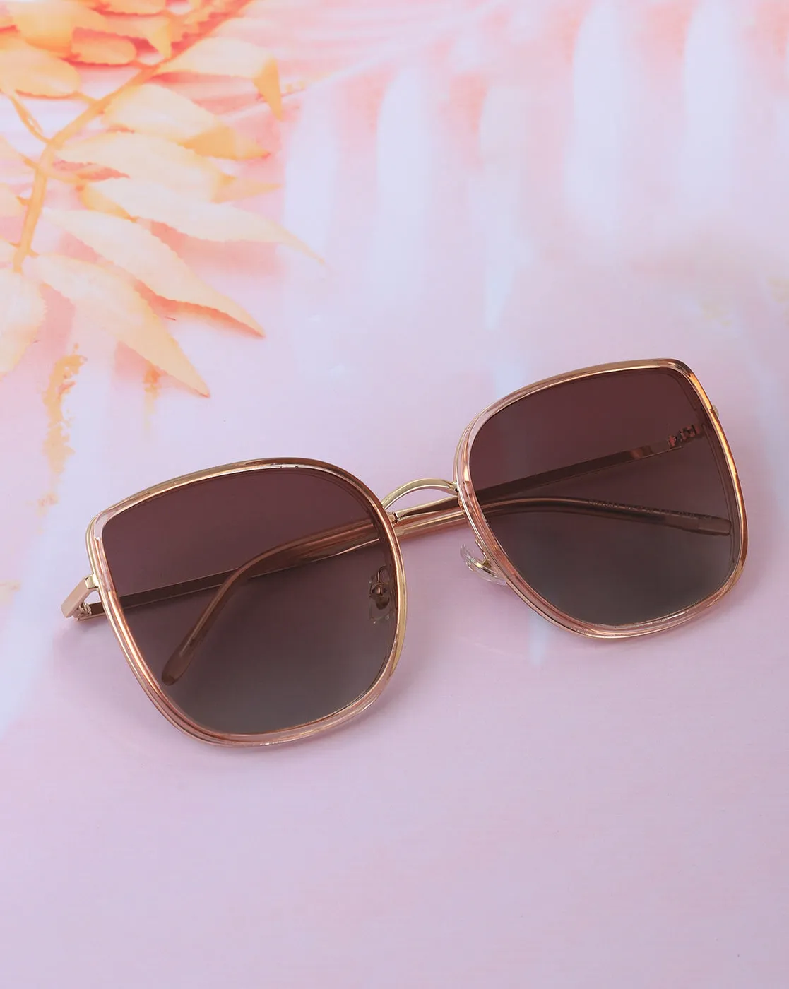 Premium Gold with Peach Toned & Polarised Lens Oversized Sunglass for women