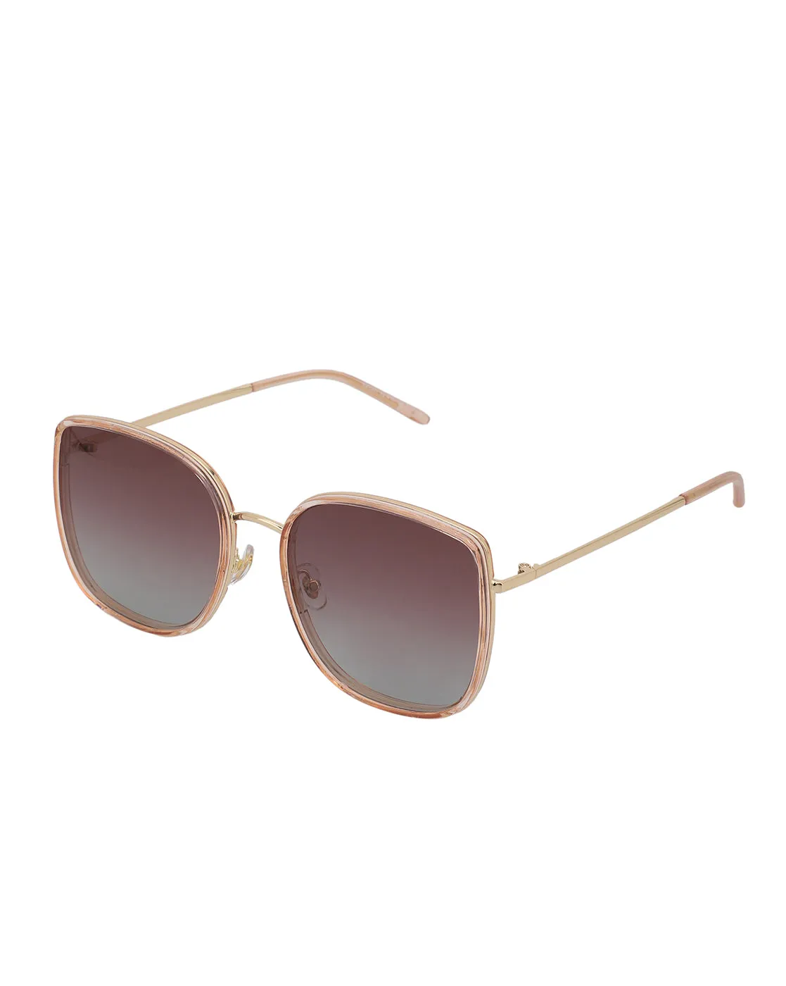 Premium Gold with Peach Toned & Polarised Lens Oversized Sunglass for women