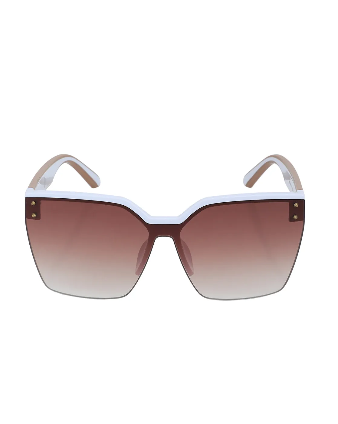 Premium White with Brown Toned & UV Protected Lens Oversized Sunglass for women