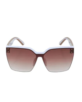 Premium White with Brown Toned & UV Protected Lens Oversized Sunglass for women