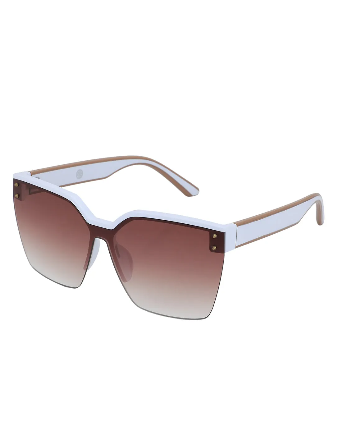 Premium White with Brown Toned & UV Protected Lens Oversized Sunglass for women