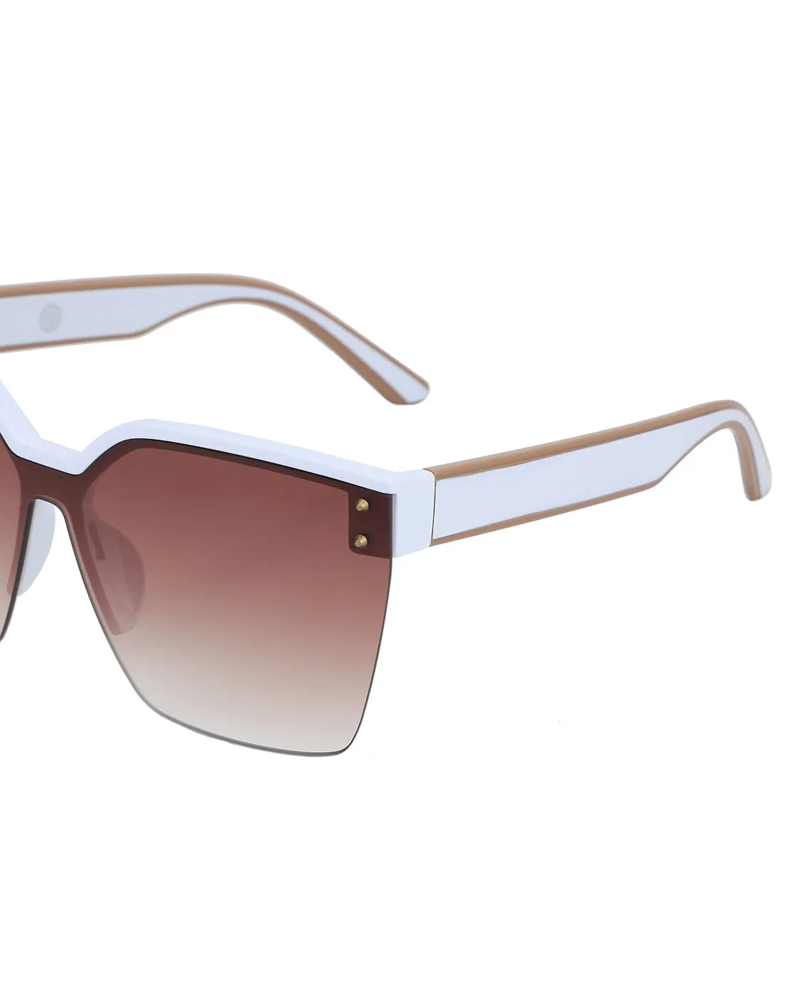 Premium White with Brown Toned & UV Protected Lens Oversized Sunglass for women