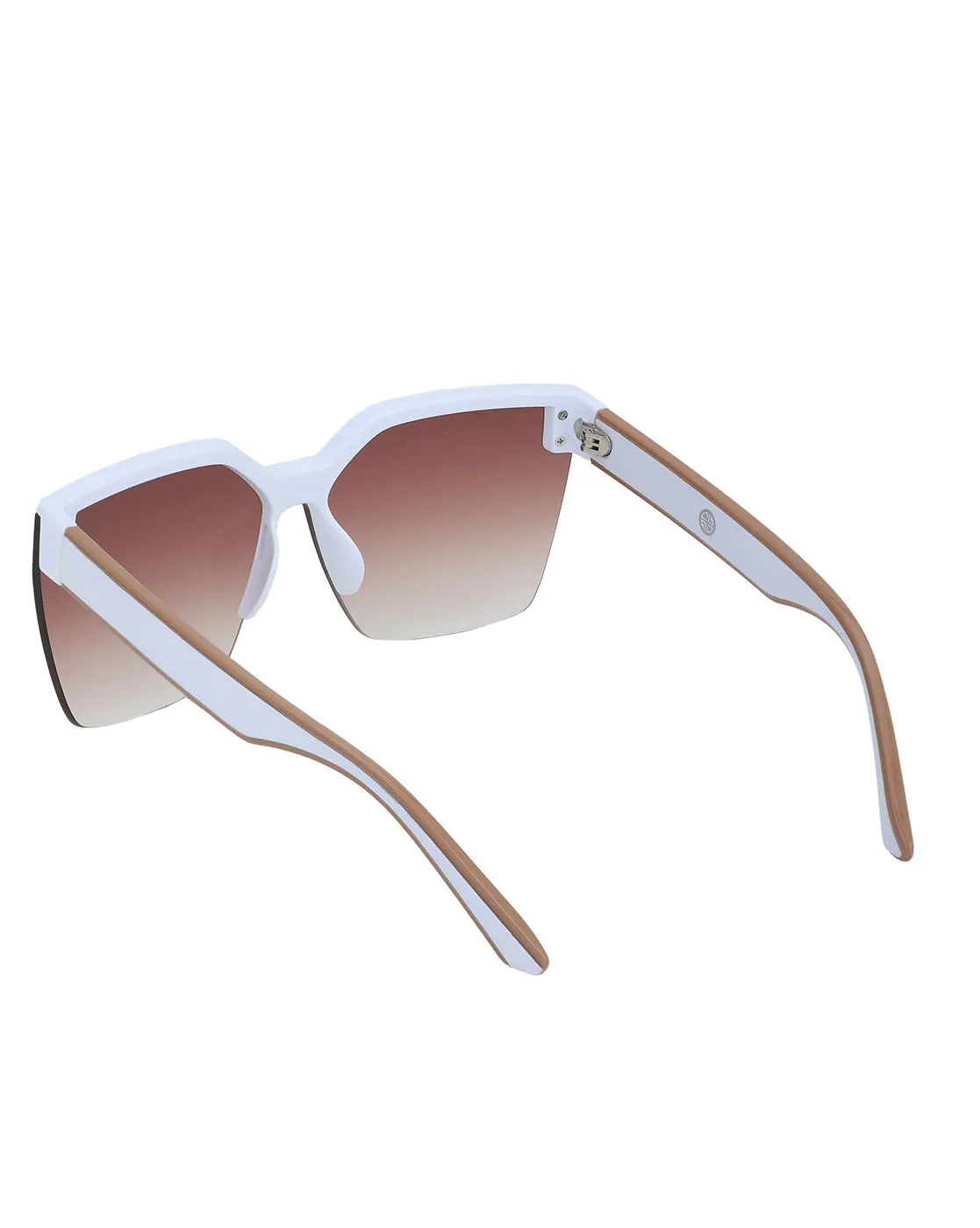 Premium White with Brown Toned & UV Protected Lens Oversized Sunglass for women