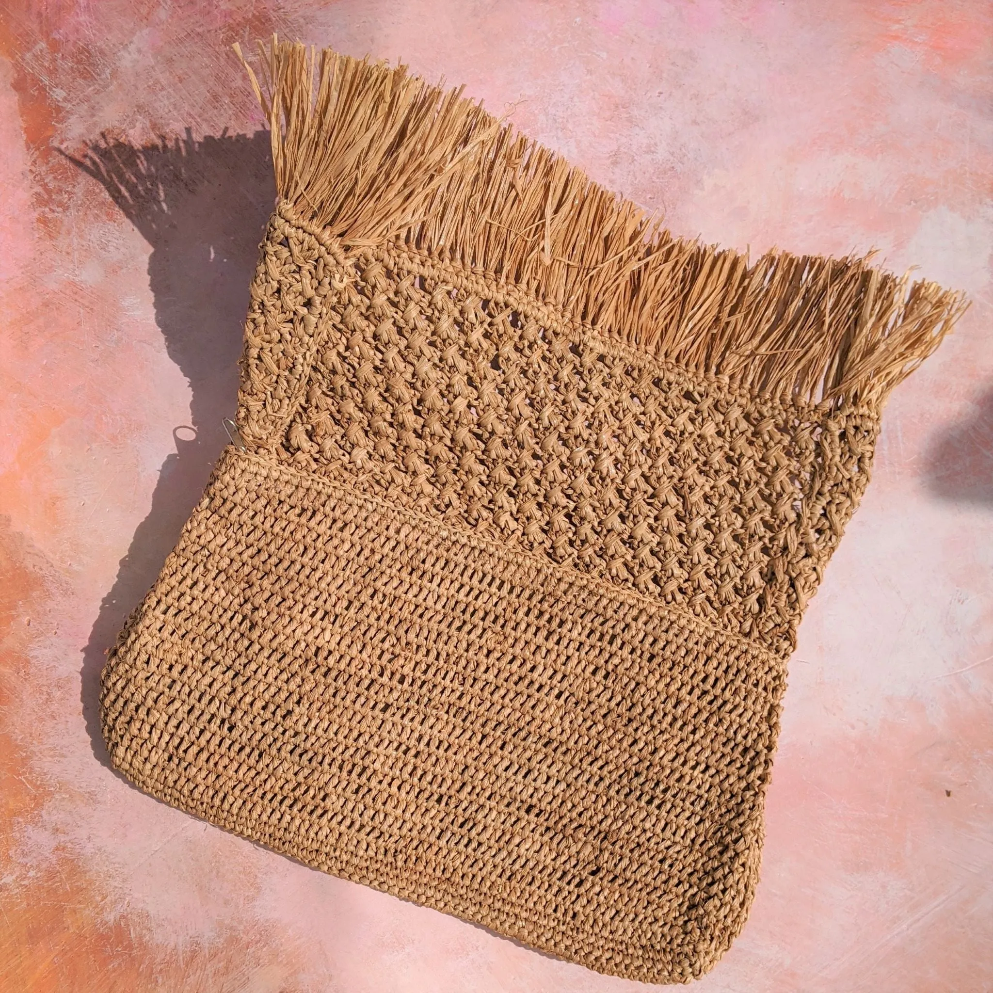 Raffia Straw Envelop Clutch