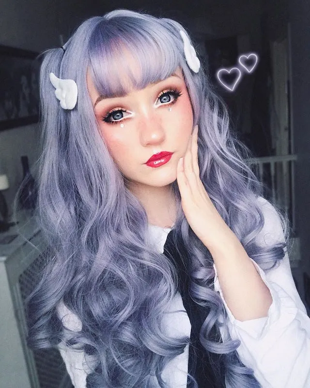 REVIEWS FOR CUTE PURPLE GREY LONG ROOL WIG