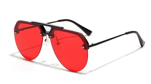 Semi-Rimless Alloy Frame Polycarbonate Lens Unisex Gradient Sunglasses