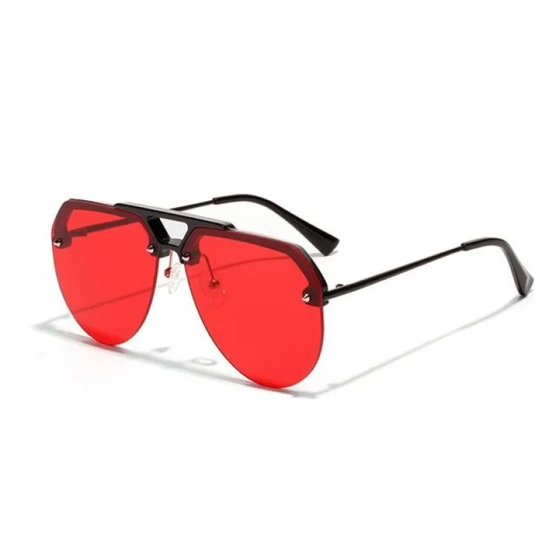 Semi-Rimless Alloy Frame Polycarbonate Lens Unisex Gradient Sunglasses