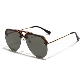 Semi-Rimless Alloy Frame Polycarbonate Lens Unisex Gradient Sunglasses