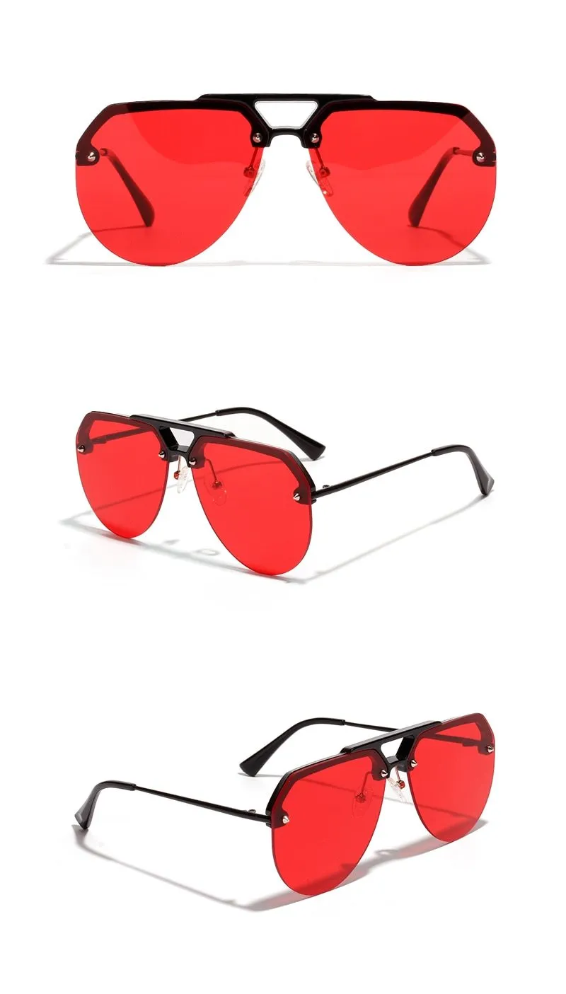 Semi-Rimless Alloy Frame Polycarbonate Lens Unisex Gradient Sunglasses