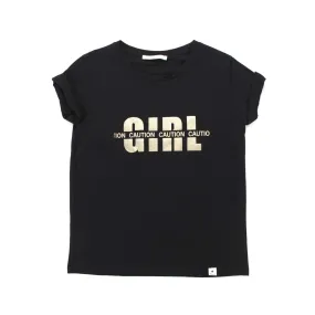 Souvenir Black T-Shirt With Gold Logo For Women And Teen