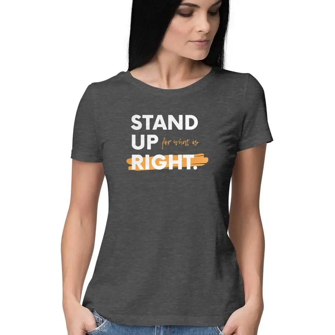 Stand Up Round Neck T-shirt for Women