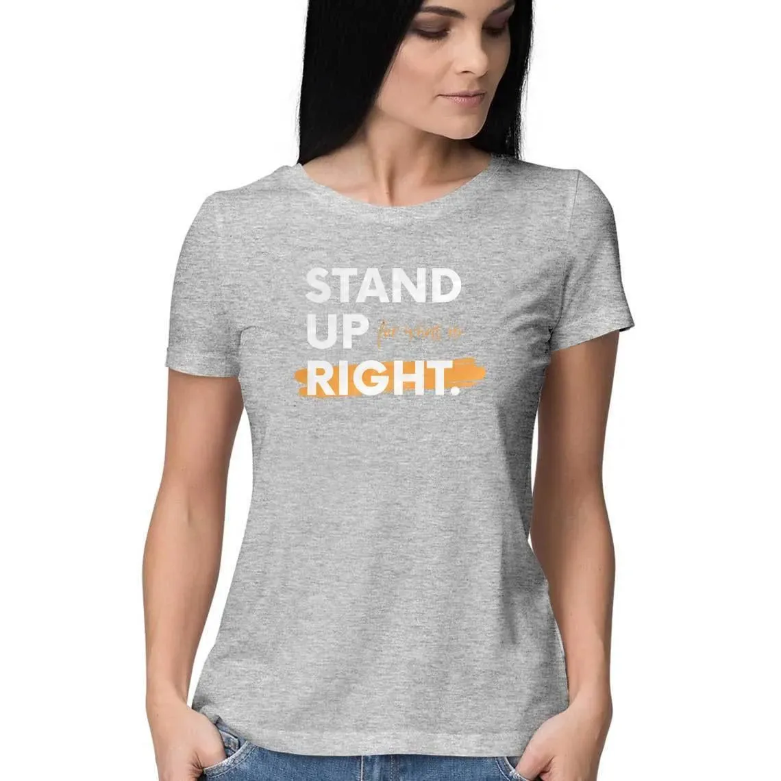 Stand Up Round Neck T-shirt for Women