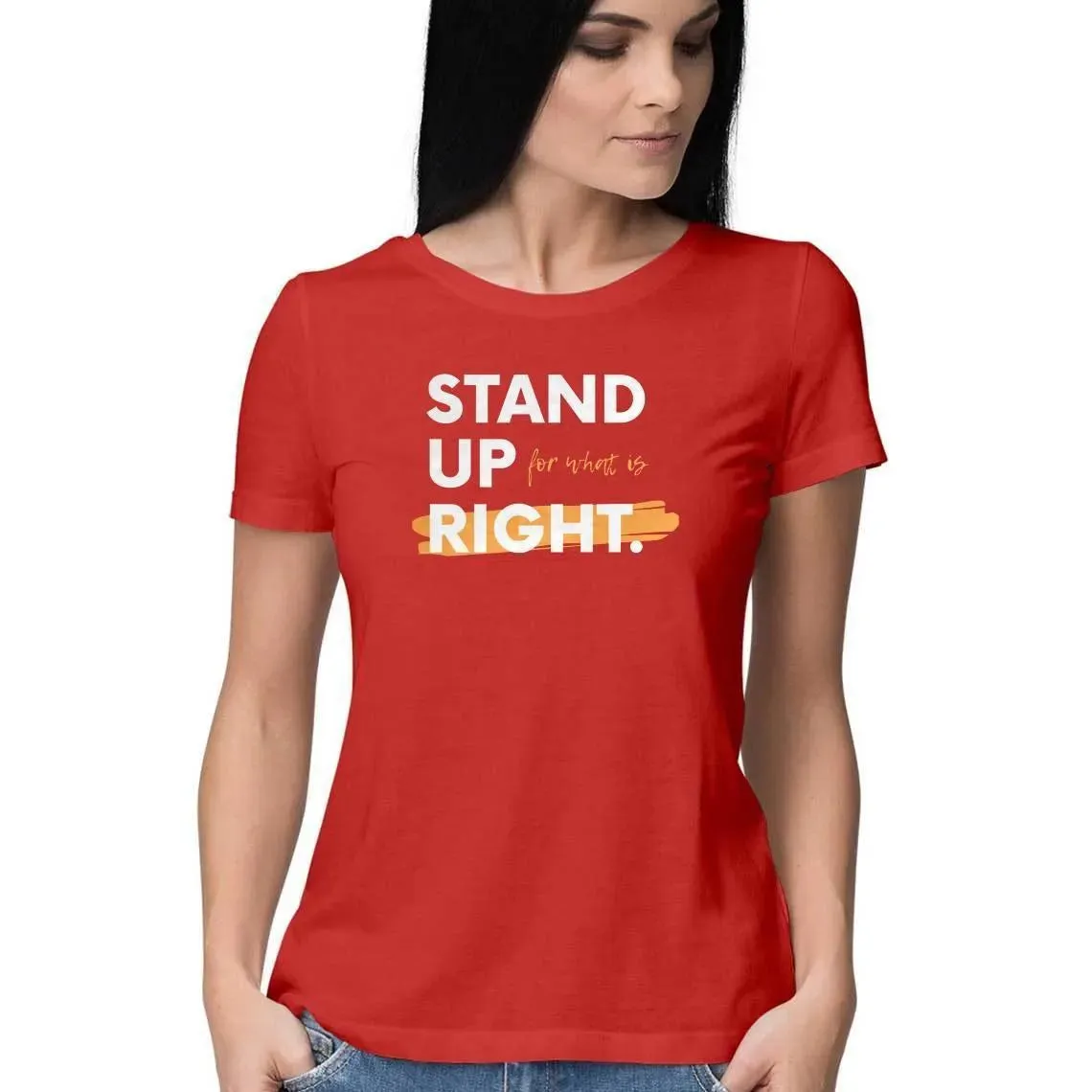 Stand Up Round Neck T-shirt for Women