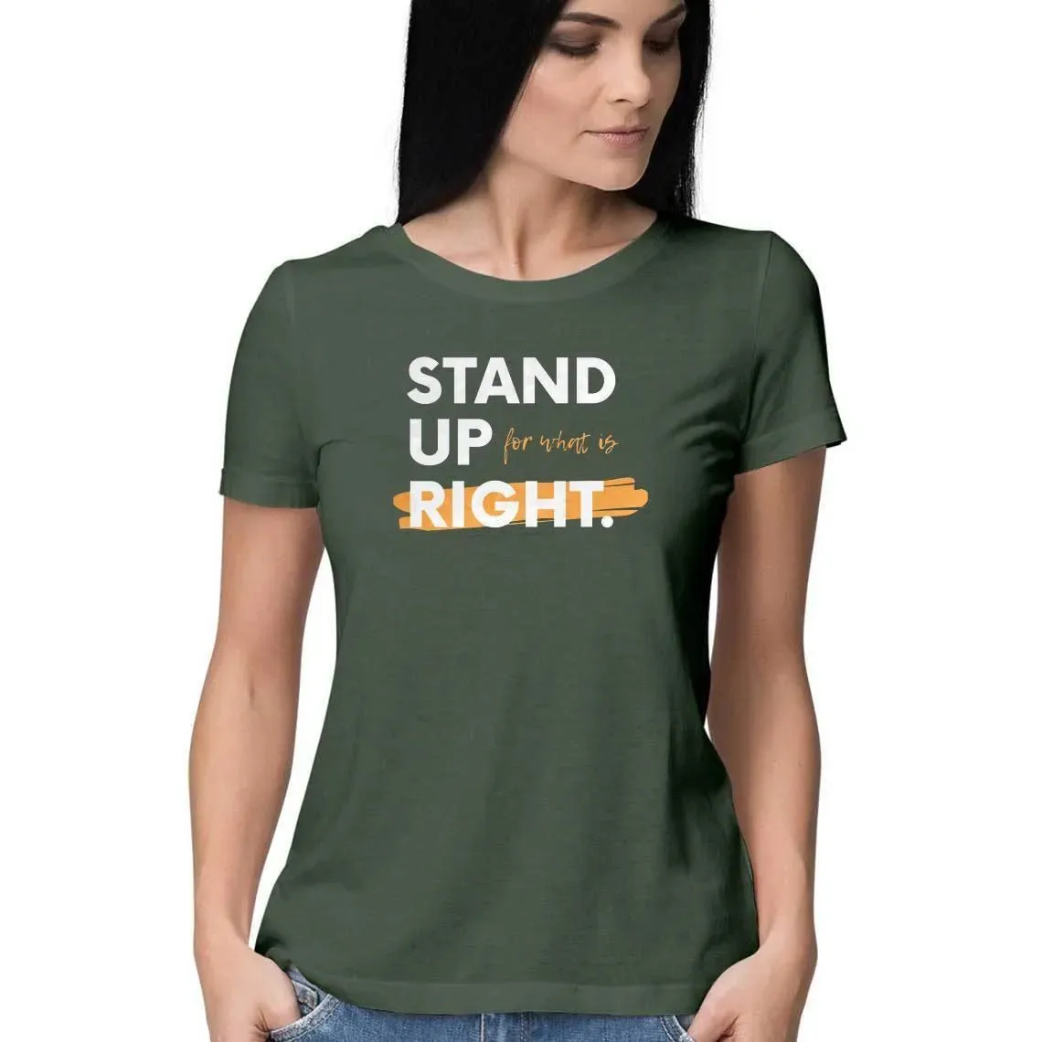 Stand Up Round Neck T-shirt for Women