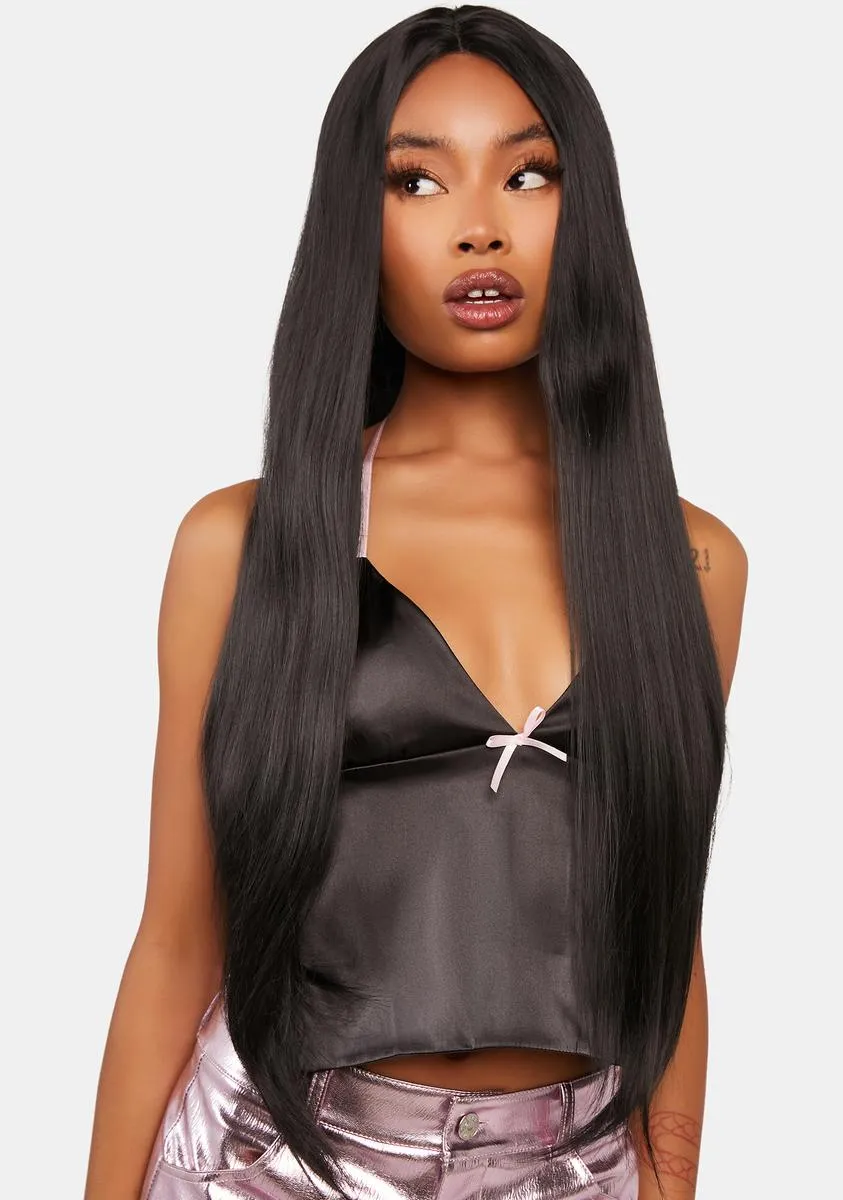 The Kourtney Long Straight Black Lace Front Wig-