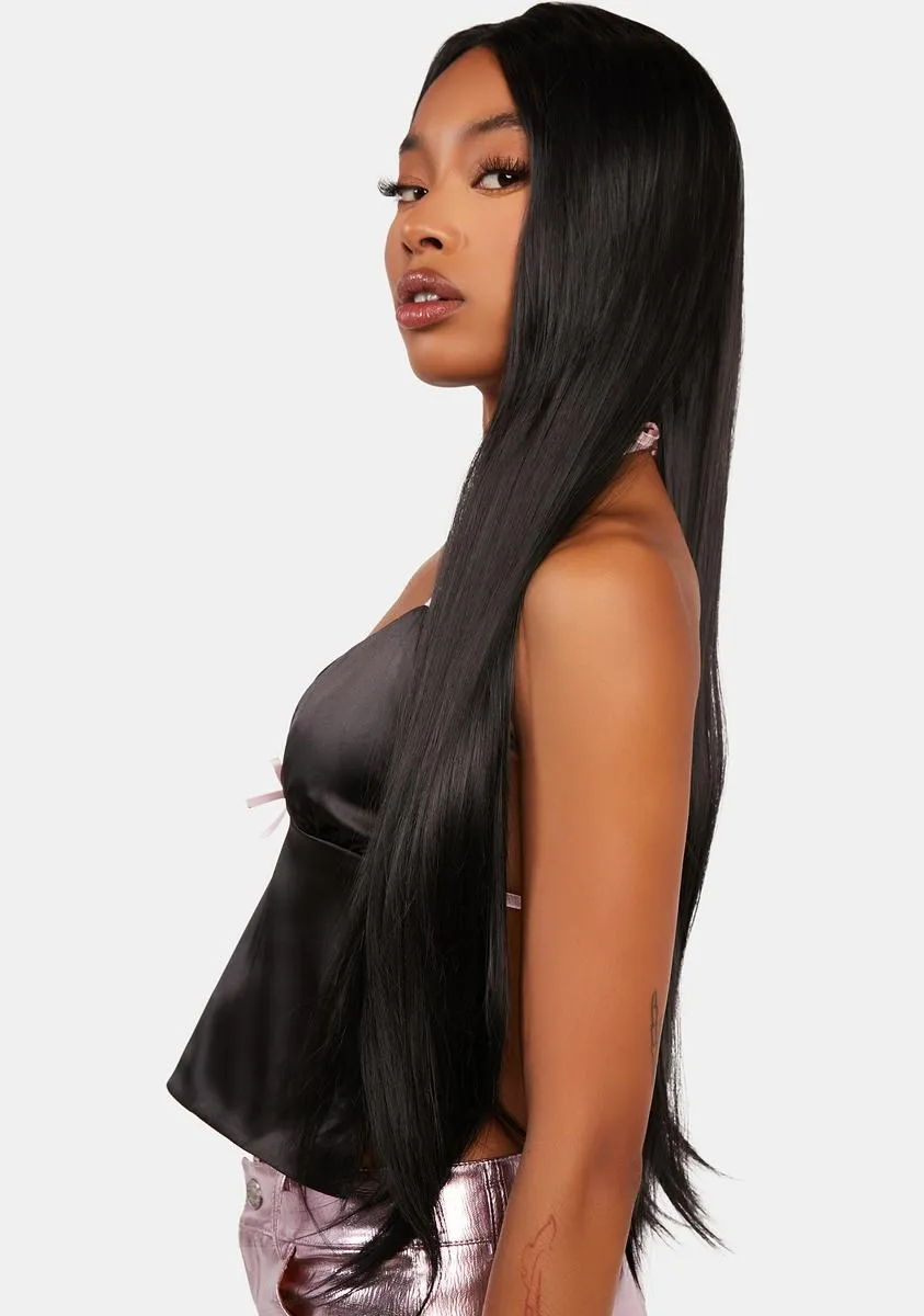 The Kourtney Long Straight Black Lace Front Wig-