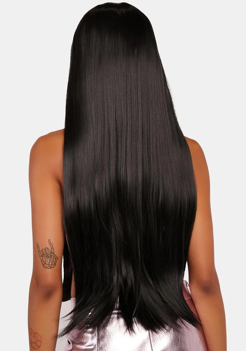 The Kourtney Long Straight Black Lace Front Wig-