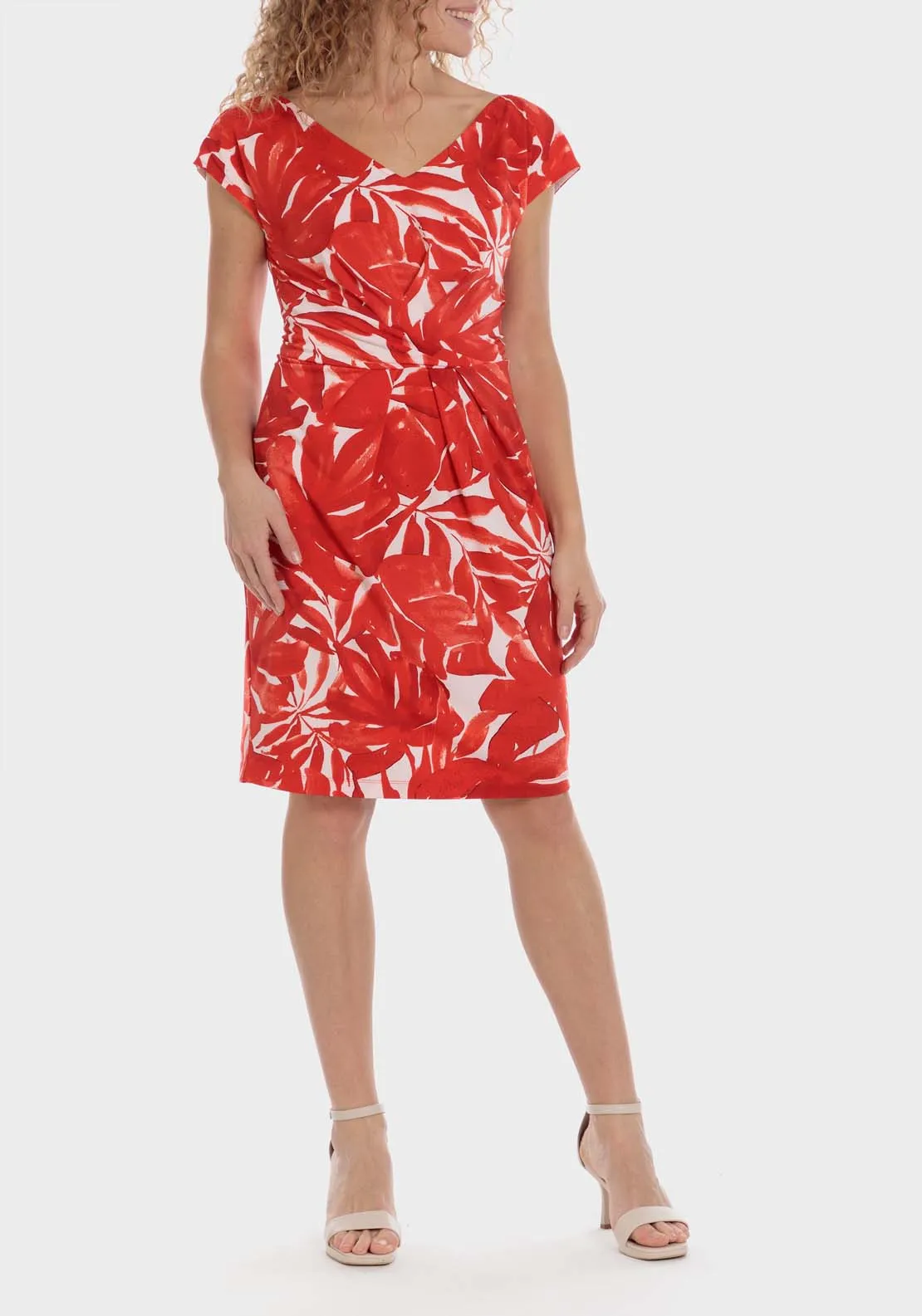 Tropical Print Dress - Red