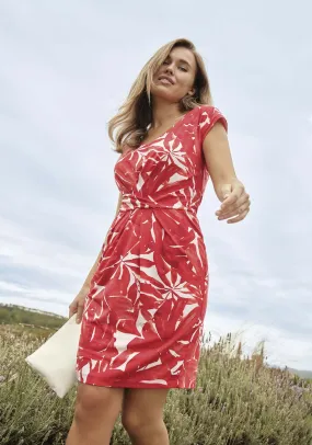 Tropical Print Dress - Red