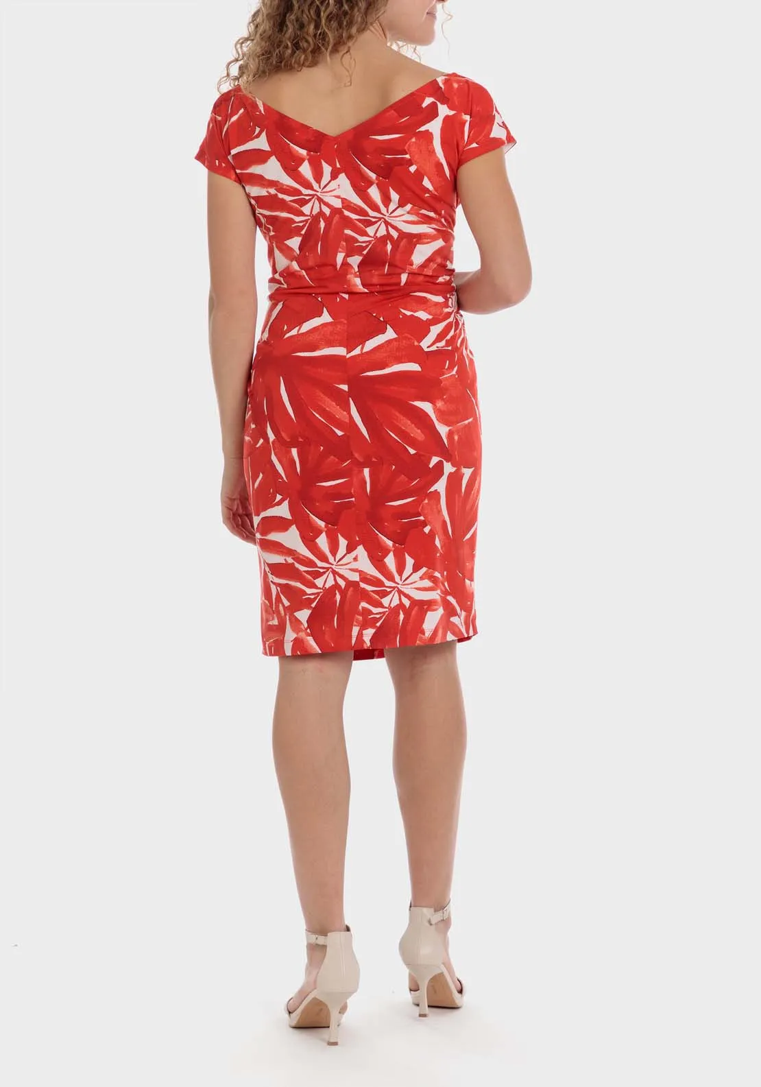 Tropical Print Dress - Red