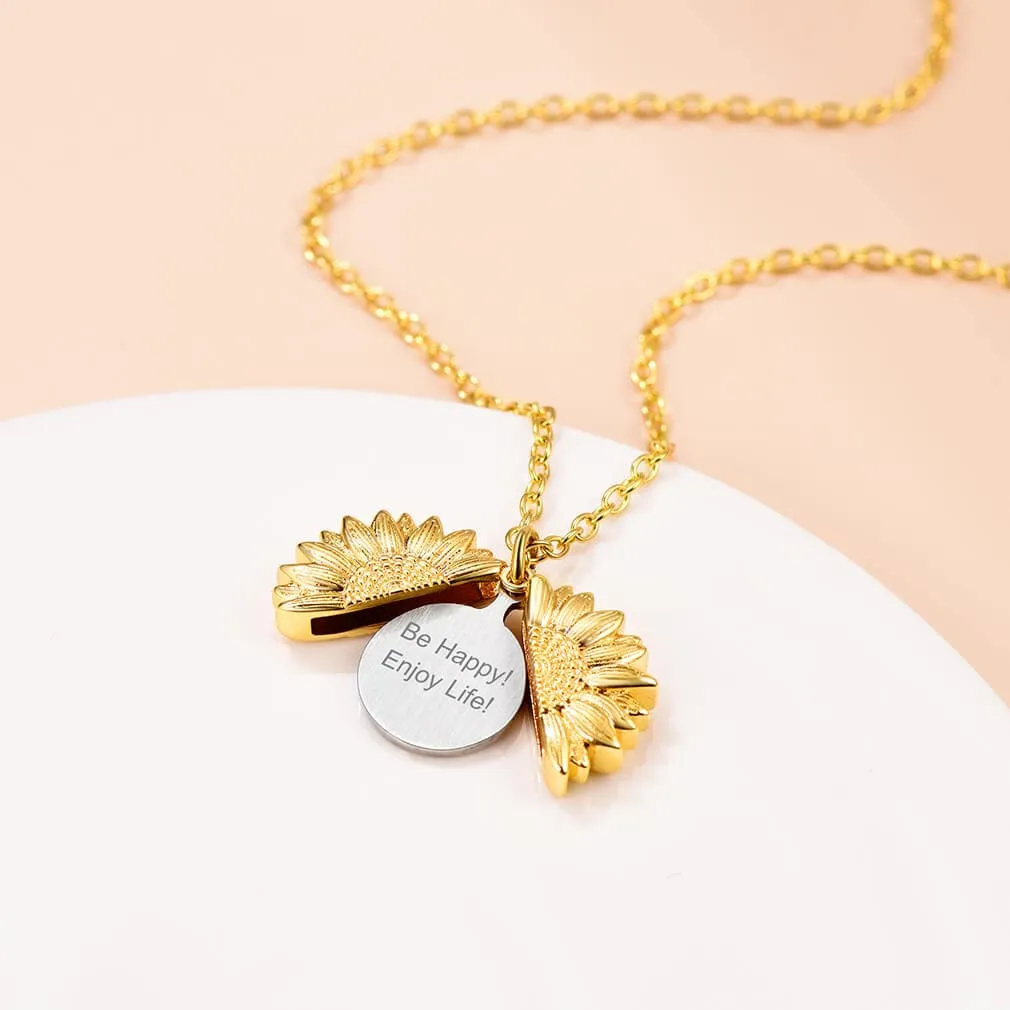 U7 Jewelry Memorial Sunflower Photo Pendant Necklace For Women