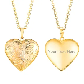 U7 Personalized Heart Photo Locket Necklace For Women