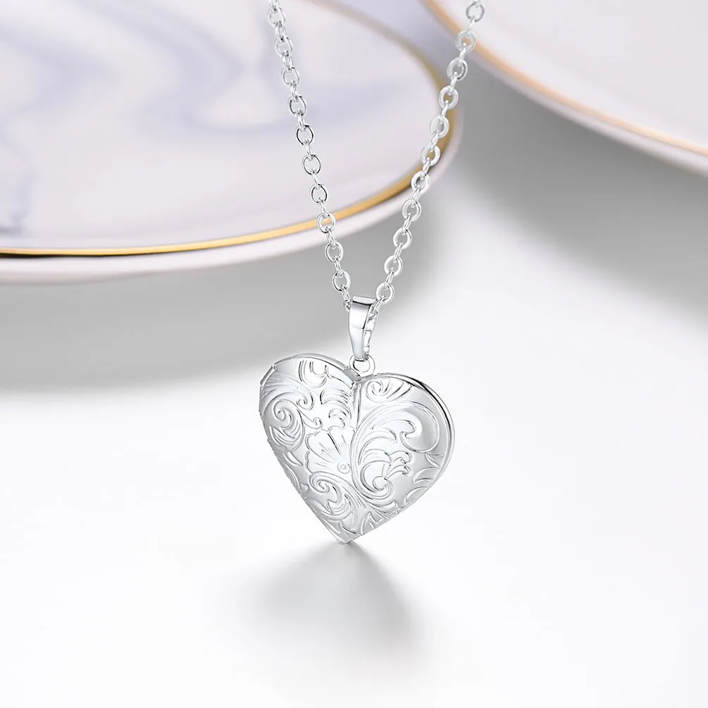 U7 Personalized Heart Photo Locket Necklace For Women