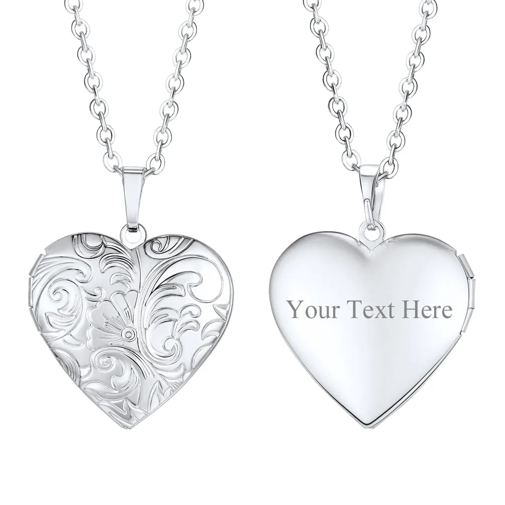 U7 Personalized Heart Photo Locket Necklace For Women