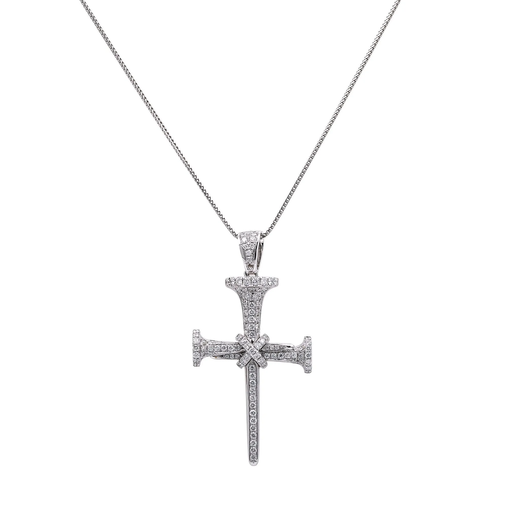 Unisex 14k White Gold Pendant with 0.95 Ct Diamonds