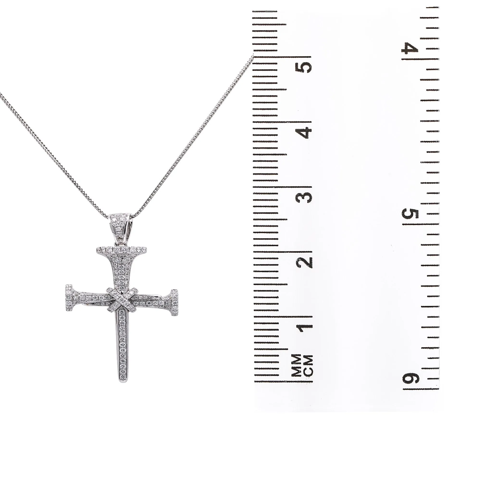 Unisex 14k White Gold Pendant with 0.95 Ct Diamonds