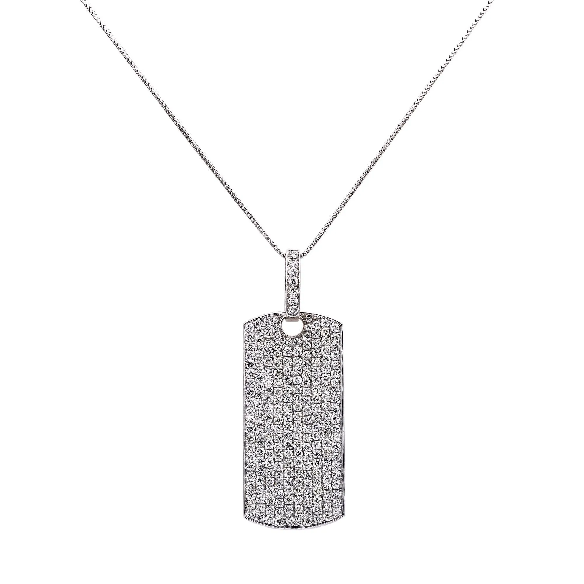 Unisex 14k White Gold Pendant with 1.7 Ct Diamonds