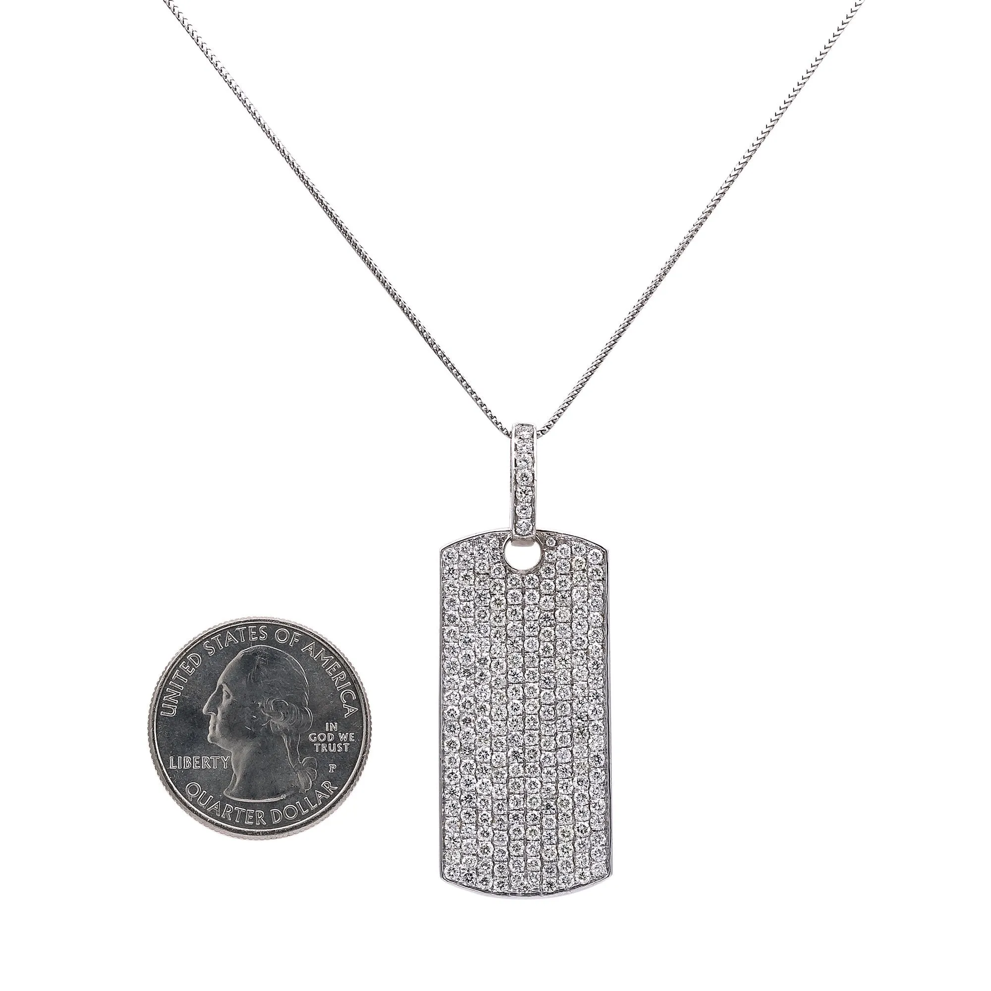 Unisex 14k White Gold Pendant with 1.7 Ct Diamonds