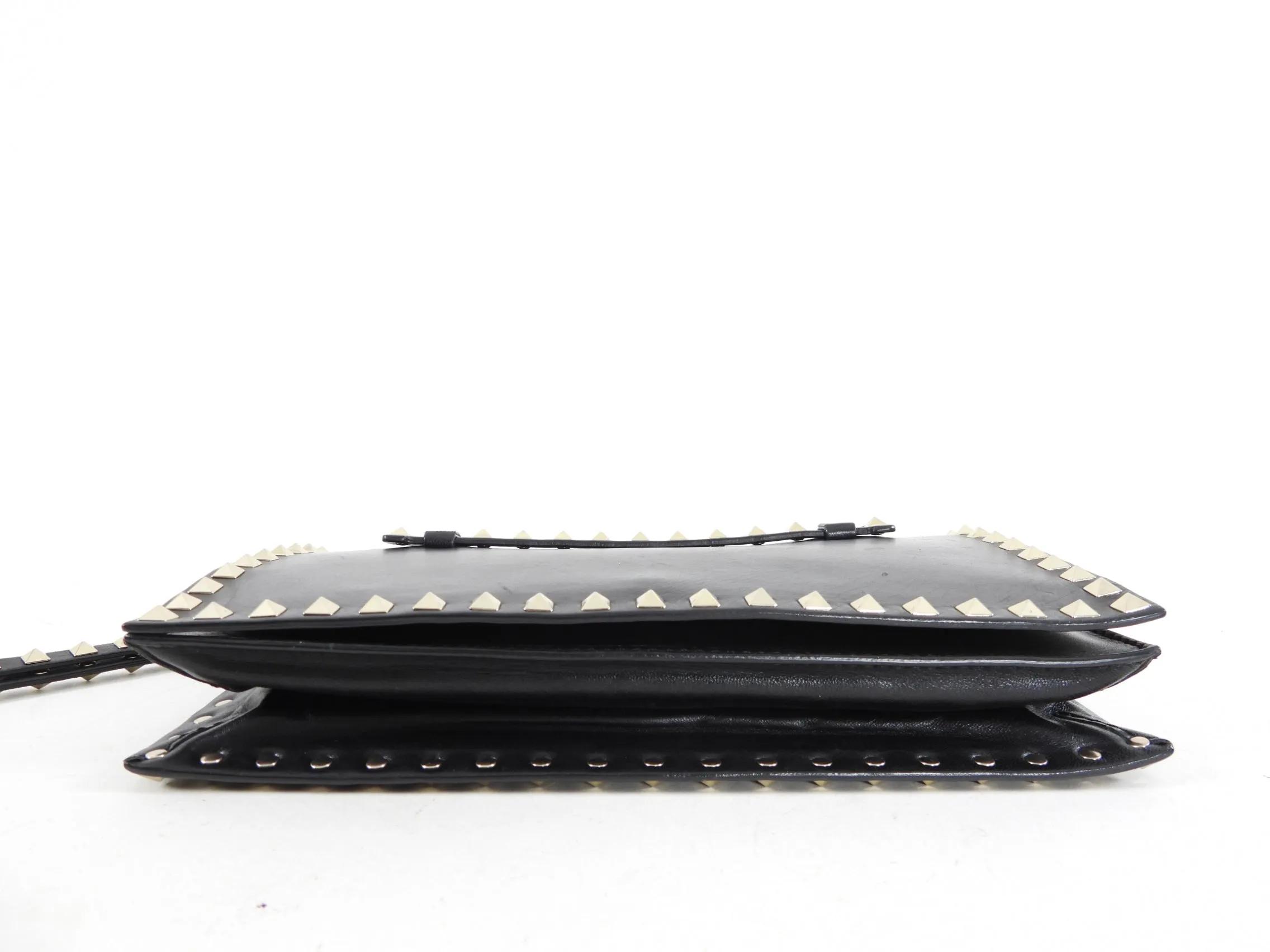 Valentino Black Leather Rock Stud Clutch Bag