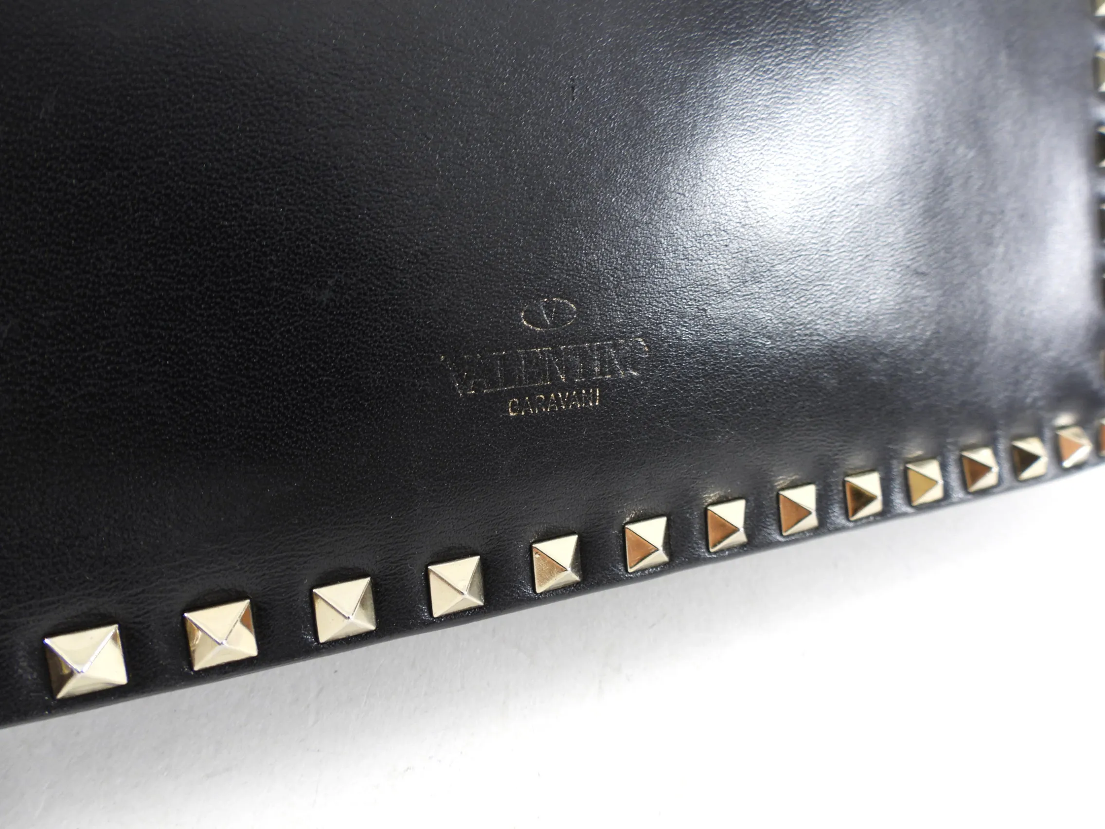 Valentino Black Leather Rock Stud Clutch Bag