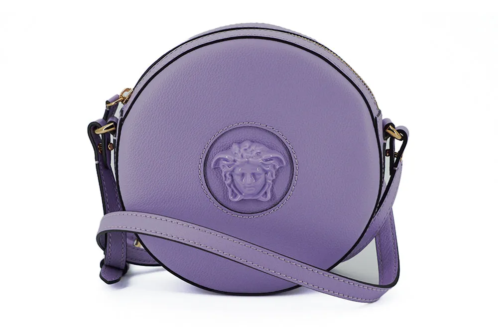 Versace Calf Leather Round Disco Shoulder Bag 'Purple'