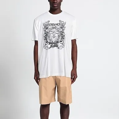 VERSACE  |Unisex Street Style U-Neck Plain Cotton Short Sleeves Logo