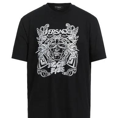 VERSACE  |Unisex Street Style U-Neck Plain Cotton Short Sleeves Logo