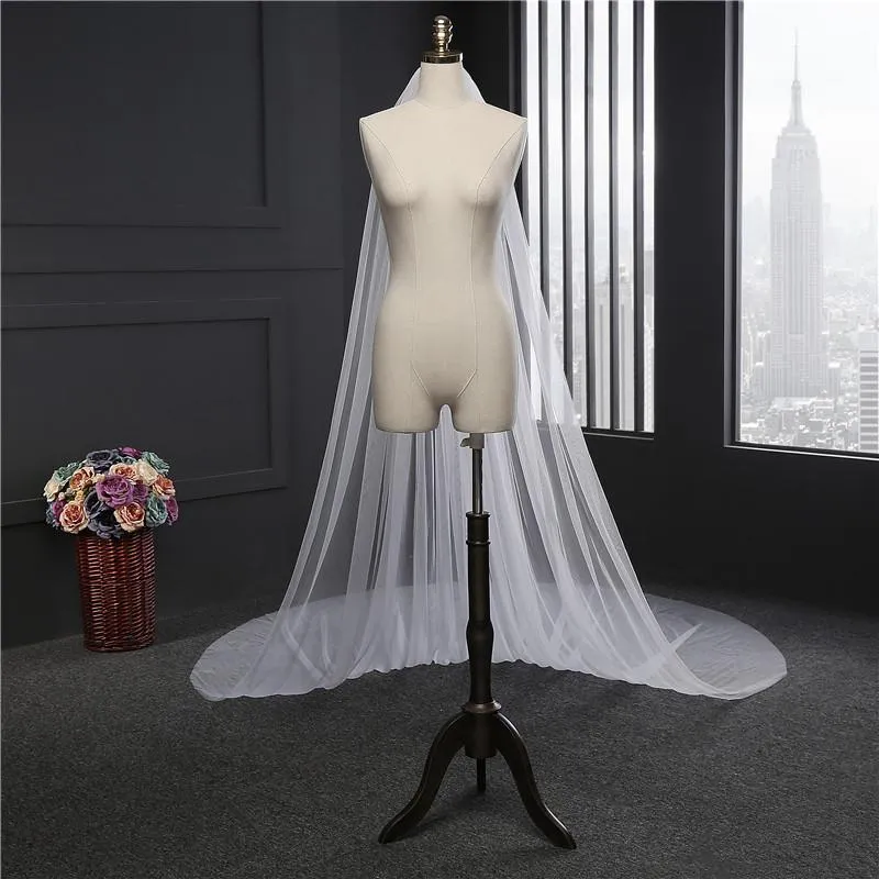 Voiles de Mariage 1 couche Tulle Bord de coupe Voiles de mariée cathédrale TS91041