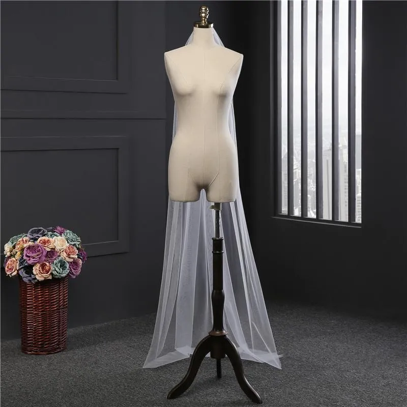 Voiles de Mariage 1 couche Tulle Bord de coupe Voiles de mariée chappelle TS91046