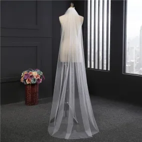 Voiles de Mariage 1 couche Tulle Bord de coupe Voiles de mariée chappelle TS91046